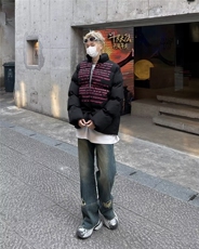美式复古字母印花棉服加厚情侣面包服宽松冬装M9096-P88，男装棉衣，星座1109-3