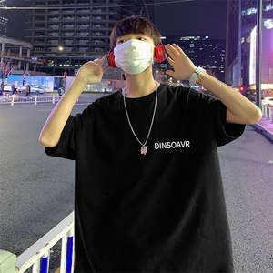 夏季港风男士百搭休闲复古印花潮宽松圆领短袖T恤1210-2-6616-P15图片