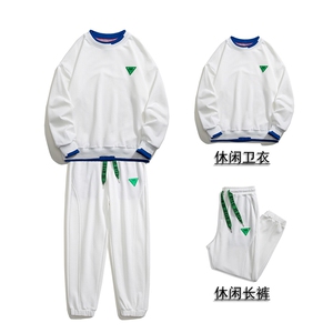 1秋季休闲圆领假两件情侣大码M-5XL青春套头卫衣套装7144P98控128图片