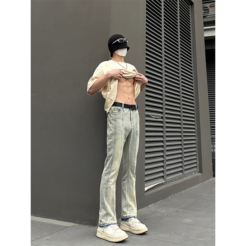 B221美式ins高街暗黑小众毛边修身小脚牛仔裤LK23020-P60控78,男装牛仔裤,电商B221