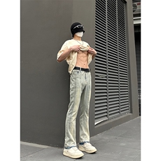 B221美式ins高街暗黑小众毛边修身小脚牛仔裤LK23020-P60控78，男装牛仔裤，电商B221