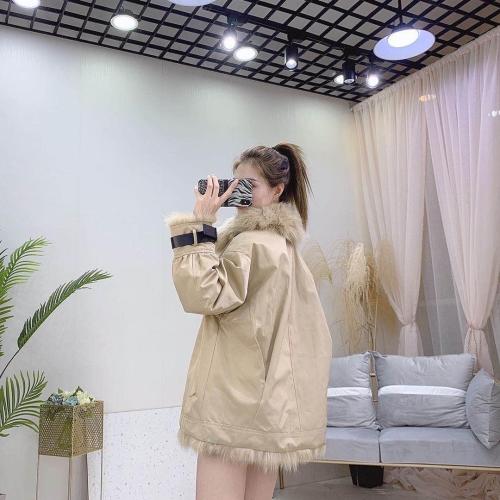 ZHG8105洋气亮皮真狐狸毛领内胆羽绒保暖皮草外套,女装皮草,L·H·X