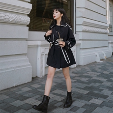 2021春季新款中长款镶边风衣货号L501，女装风衣，时倾STUDIO