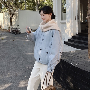 温柔风羊羔毛领工装羽绒服女冬季2025新款白鸭绒内胆巨好看派克服图片