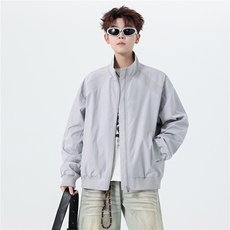 JK008无影墙春装拼接工装立领开衫夹克聚酯纤维(M-5XL)TP35，男装夹克，电商A088