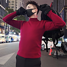 LV305/特P35控55冬季软糯亲肤纯色跑量半高领内搭毛衣男黑首，男装针织衫/毛衣，星座305B