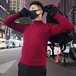 LV305/特P35控55 冬季软糯亲肤纯色跑量半高领内搭毛衣男黑首图片