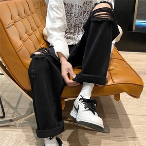 k701-p48-控68 M-5XL 美式高阶黄泥拉链宽松大码牛仔裤cityboy图片