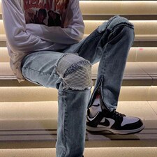 牛仔裤男夏季潮大码休闲裤子高街设计感裤子弹力布KJ01P48，男装牛仔裤，星座1116-2