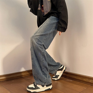 美式高街vibe潮牌拼接牛仔裤男宽松港风男牛仔裤N0865-P45图片