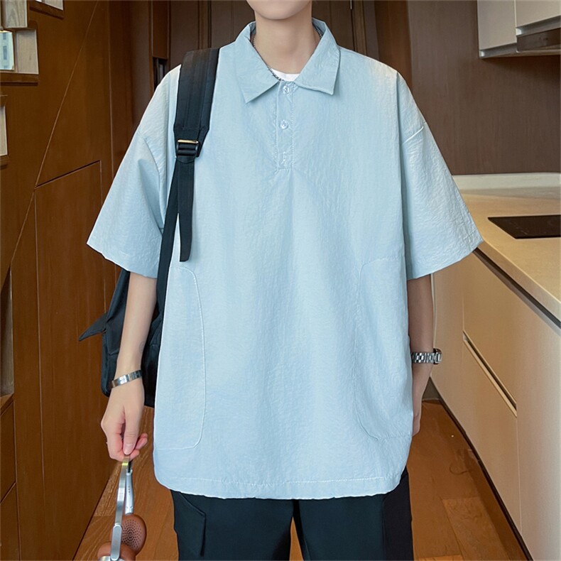 polo衫短袖男夏薄款t恤潮牌潮流港风翻领休闲宽松上衣PL0431-P38，男装Polo衫，星座308B-1