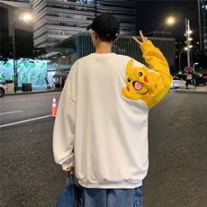 春秋圆领卫衣男皮卡丘刺绣卫衣港风中性宽松百搭1016-1WY078P35，男装卫衣，星座1016-1（原电商B408-1）