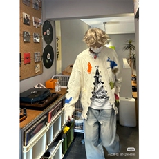 25M806-P75抖音撞色开衫毛衣男女同款针织衫，男装针织衫/毛衣，电商B327