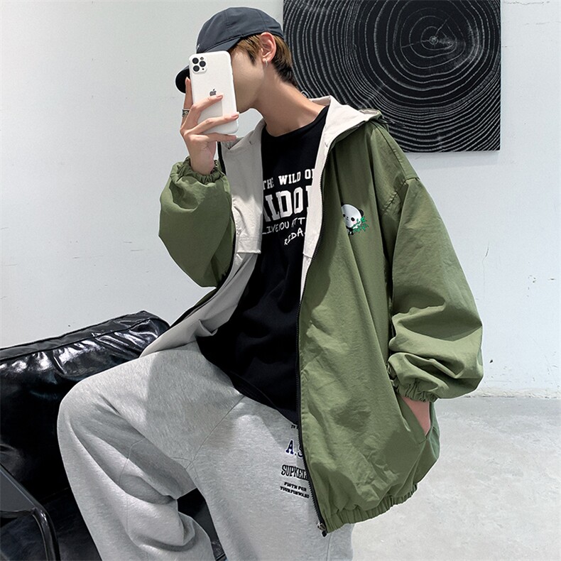 709-JK99-P10020秋款港风双面穿印花休闲夹克外套男,男装夹克,星座709