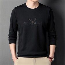 长袖男春秋季宽松薄款高端圆领印花刺绣卫衣中年男士爸爸打底衫，男装卫衣，电商B212（原钱塘6029）