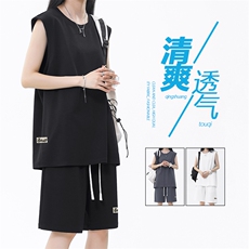 夏季舒适透气百搭冰丝休闲套装TZ85-特批68，男装休闲套装，星座718