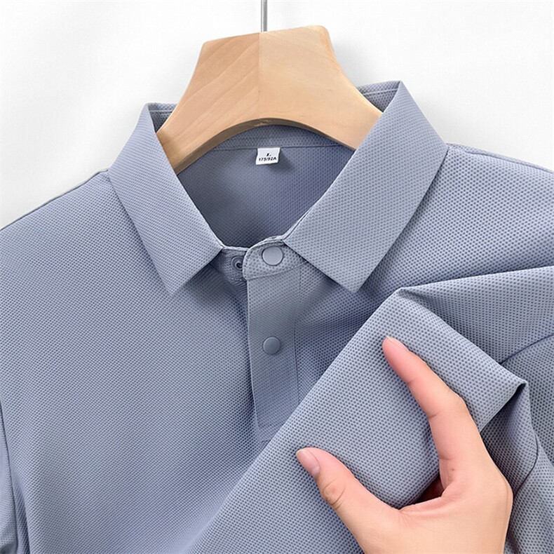 夏季纯色短袖T恤男士翻领半袖亮色休闲商务上衣小V领Polo衫，男装Polo衫，电商B212（原钱塘6029）