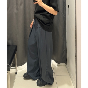 可调节腰扣西装裤高级垂感休闲裤男女夏秋季阔腿宽松长裤K610-P53图片