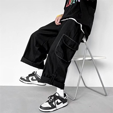 春夏运动休闲裤男直筒垂感ins潮牌港风斜纹工装M923P36，男装休闲裤，星座1116-2
