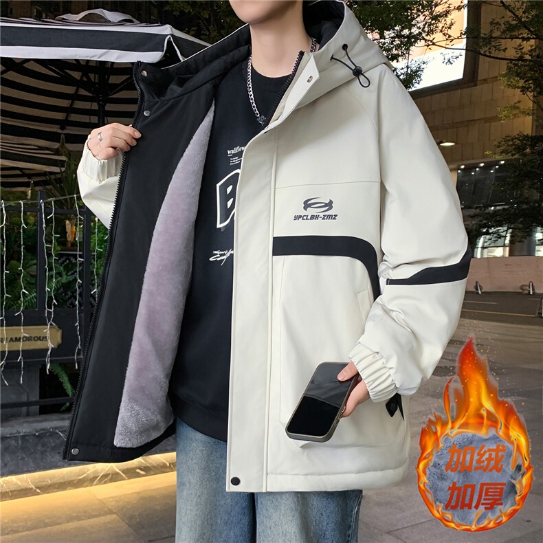 数据款秋冬季加绒加厚青少年连帽夹克男潮牌设计感外套JK8802-P75,男装夹克,星座301D(原星座1004-8）