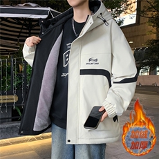 数据款秋冬季加绒加厚青少年连帽夹克男潮牌设计感外套JK8802-P75，男装夹克，星座301D(原星座1004-8）