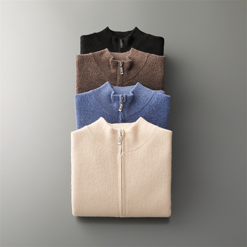 秋冬新款男士羊毛衫舒适保暖时尚百搭加厚开衫多色可选，男装羊毛衫，牧圣羊绒