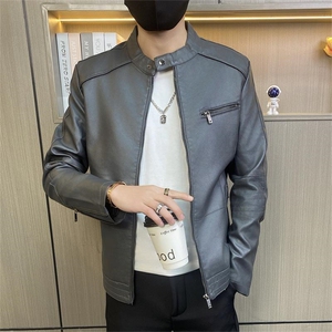 JK023-P75控108社会小伙皮衣男秋冬季新款皮夹克皮外套机车服潮图片