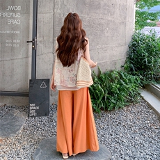 新中式国风套装女2025夏季新款时尚复古印花无袖背心阔腿裤两件套，女装套装/套裙，2C285
