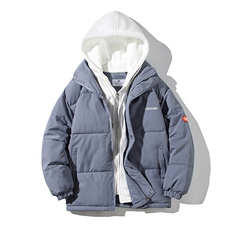 1506/WT08/P65白底平铺假两件连帽情侣棉衣男女棉服2，男装棉衣，星座1506