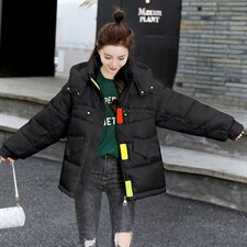 2020冬季新款彩色魔术贴连帽棉服休闲舒适保暖棉服外套，女装棉衣/棉服，曼娅璐