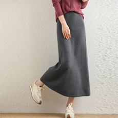 2025年秋季中长款A字裙通勤高腰宽松时尚百搭通勤通勤简约，女装半身裙，高粱穗羊绒