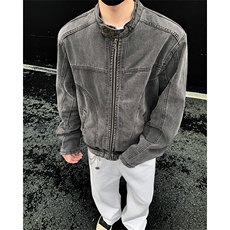 cleanfit哈灵顿短宽夹克美式复古解构设计牛仔外套3629-P98控158，男装工装外套，电商B295