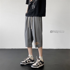冰丝七分裤男大码速干短裤男五分裤黑地板风格QK72386-P25，男装休闲裤，电商A040