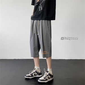 冰丝七分裤男大码速干短裤男五分裤 黑地板风格 QK72386-P25图片