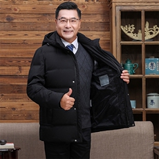 爸爸中老年90%白鸭绒羽绒服零下防寒夹克商务休闲外套男6808-P140，男装夹克，星座1210B