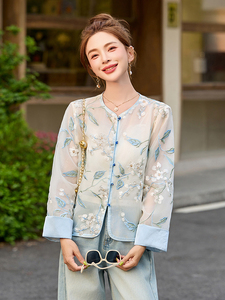 新中式外套女夏季2025新款高级感洋气时尚国风气质刺绣防晒服上衣图片