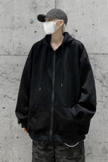 2023春季新款重磅大码麂皮绒连帽开衫夹克XZ301D-4-BK40-P65，男装夹克，电商B251A(原星座301D-4)