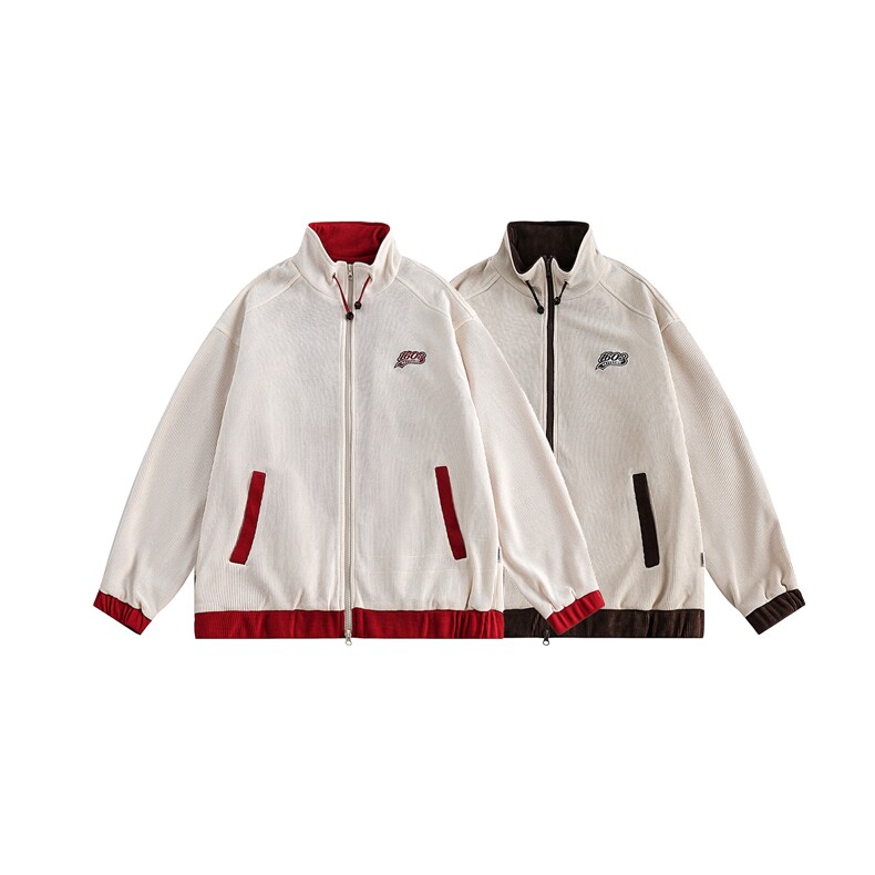 2023日系撞色宽松立领开衫运动外套--5050，男装夹克，电商S012（CATTEE）