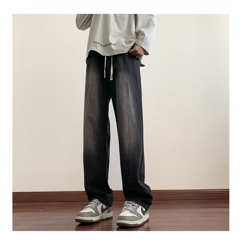 抖音大2024新款牛仔裤工装港风宽松直筒运动休闲裤N29/P50,男装牛仔裤,星座506