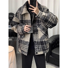1506-1/JJ488-21毛呢大衣/P73毛呢小香风格子外套男潮高级感外套，男装毛呢大衣，星座1506-1