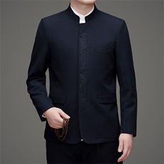 高品质中山装西服外套男士中老年风新中式休闲西服唐装，男装西服，钱塘723