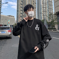 春季潮牌假两件卫衣男美式复古街头印花长袖圆领上衣W6994-P36，男装卫衣，星座512-2