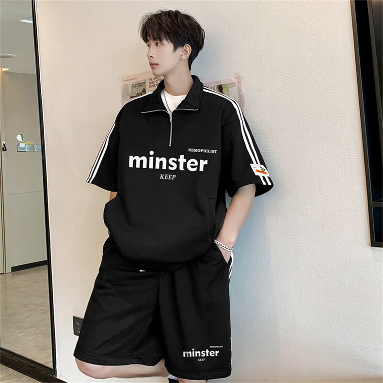 现货不缺货夏季休闲运动套装百搭撞色套装1209-1-TZ13-P65，男装休闲套装，星座1209-1