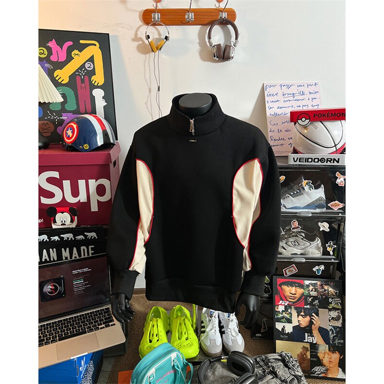 立领拉链拼接设计感卫衣男XH92-特p70，男装卫衣，电商B367