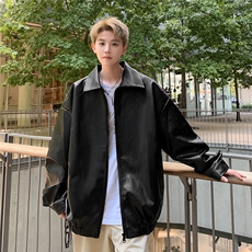 港风新款男女美式街头休闲大码PU皮夹克Y01-P55，男装夹克，电商A132（原电商B245）