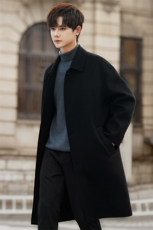 羊毛中长款大衣男士双面羊毛高级感风衣冬季加厚纯色C717P445，男装毛呢大衣，电商A355（原A415）