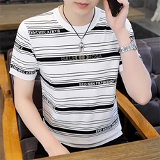 中青年男士短袖t恤时尚休闲夏季2023新款打底衫上衣服圆领体恤男，男装T恤，电商B212（原钱塘6029）