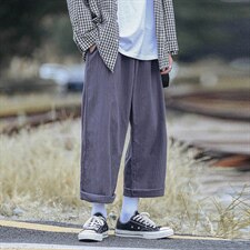 2021秋季新港风外景大码日系男宽松棉麻九分亚麻休闲裤K2091-P35，男装休闲裤，电商A001