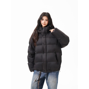 90%绒新标有报告连帽撞色韩版宽松羽绒服外套Y990/370 现货图片