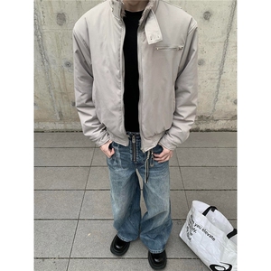 美式毛领哈灵顿夹克棉服冬季短款高级感外套工装立领棉衣JM6062